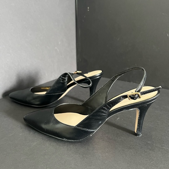 Cole Haan Black Leather Slingback Heels - Picture 5 of 9